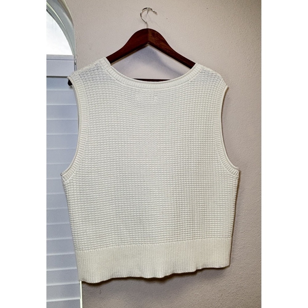 NWT Lucky Brand Women's Knit Sleeveless Sweater Pullover Size XL Cream Textured - Picture 4 of 7